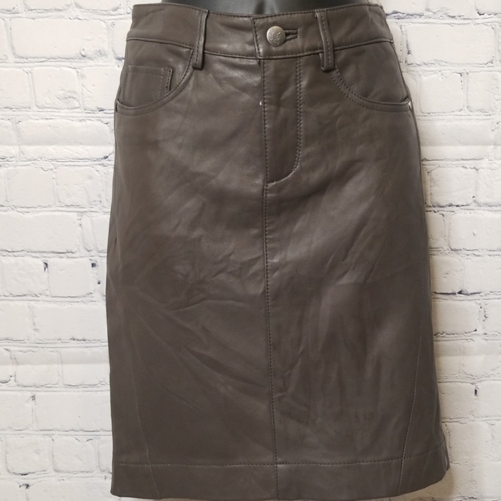 Marc Ecko brown leather lined skirt size 5